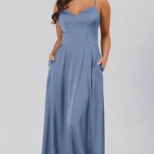 kennedy blue slate blue dress Kennedy Blue Brittany Bridesmaid Dress main image 0